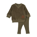 Mon Tresor Baby V-Neck Emblem Ensemble Sage