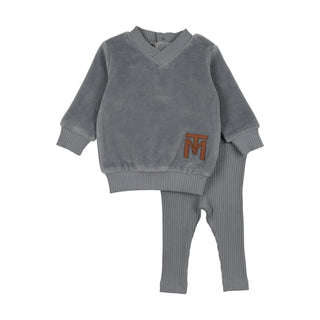 Mon Tresor Baby V-Neck Emblem Ensemble Spring Blue