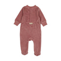 Mon Tresor Baby V-Neck Emblem Footie Dark Rose