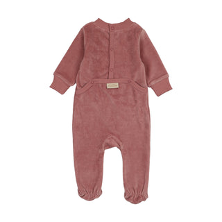 Mon Tresor Baby V-Neck Emblem Footie Dark Rose