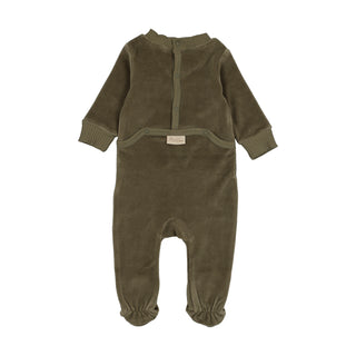 Mon Tresor Baby V-Neck Emblem Footie Sage