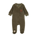 Mon Tresor Baby V-Neck Emblem Footie Sage