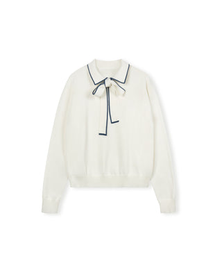 Mallory And Merlot Girls Bow Detail Knit Top Navy