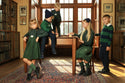 Dinky Girls Buttoned Skirt Green With Blue Trim