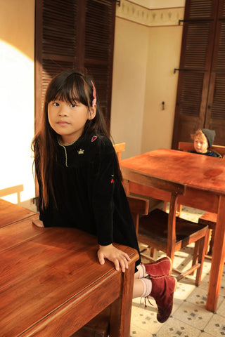 Dinky Girls Velvet Dress Black