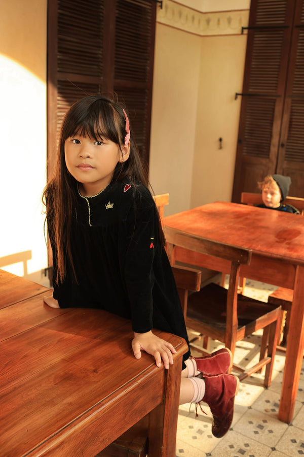 Dinky Girls Velvet Dress Black