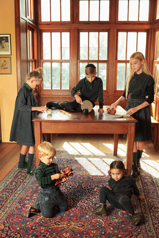 Dinky Boys Washed Black Polo With Green Collar