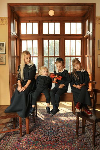 Dinky Baby 2Pc Black Robe With Cherries On The Collar