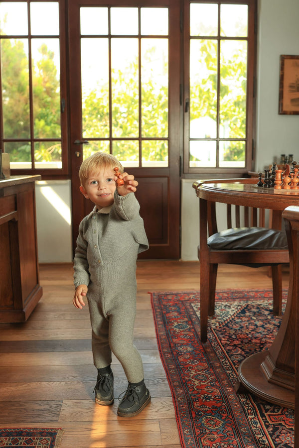 Dinky Baby Suspender With Cardigan Grey