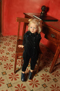 Dinky Baby Velvet Robe With Colored Stones Black