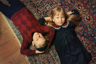 Dinky Girls Dress With Collar Navy