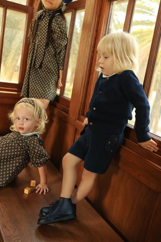 Dinky Boys Double Breated Knitted Top With Gold Buttons Navy