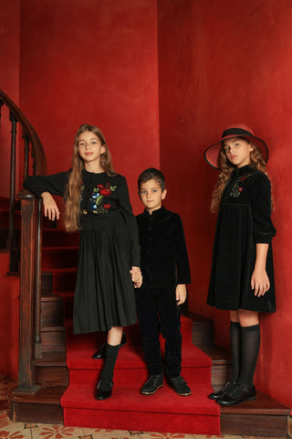 Dinky Girls Teens 2Pc Black With Flowers