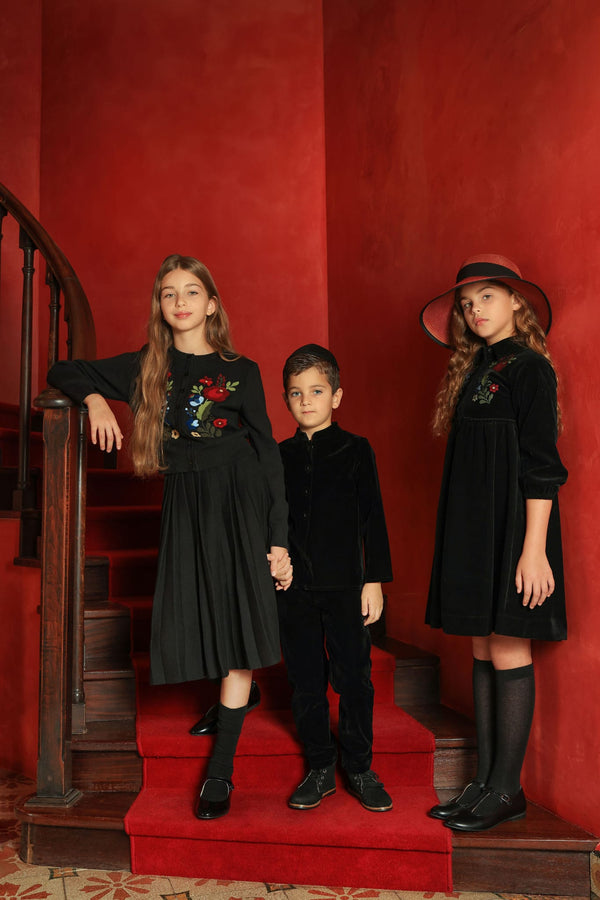 Dinky Girls Teens 2Pc Black With Flowers