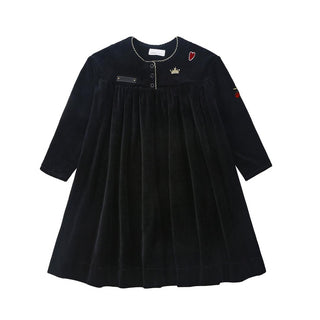 Dinky Girls Velvet Dress Black
