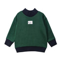 Dinky Boys Mock Neck Top Green With Blue Edge