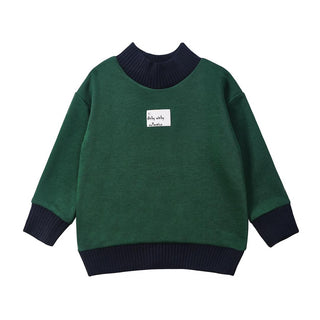 Dinky Boys Mock Neck Top Green With Blue Edge