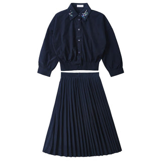 Dinky Girls Teens Taffeta 2Pc Navy