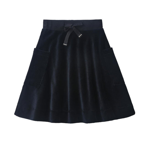 Dinky Girls Velvet Skirt With Two Pockets Black