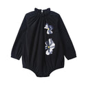 Dinky Baby Long Sleeve Romper With Flowers Black