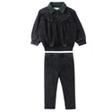 Dinky Baby Girls 2Pc Washed Black With Green Collar