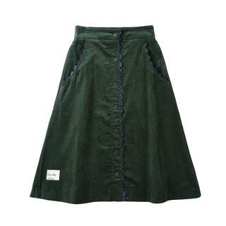 Dinky Girls Buttoned Skirt Green With Blue Trim