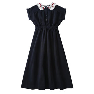 Dinky Girls Black Robe With Cherries On The Collar