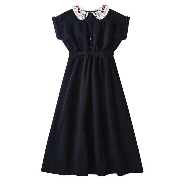 Dinky Girls Black Robe With Cherries On The Collar