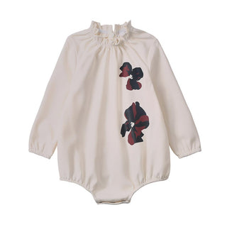 Dinky Baby Long Sleeve Romper With Flowers Cream