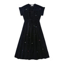 Dinky Girls Velvet Robe With Colored Stones Black