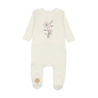 Mon Tresor Baby Whimsical Blooms Footie Ivory