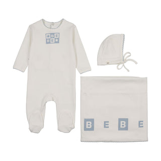 Mon Tresor Baby Bliss Bebe Boys Layette Set Ivory & Blue