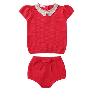 Dinky Baby Leon Short Sleeve 2Pc Hot Pink With Collar