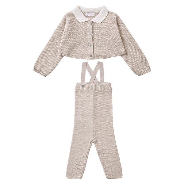 Dinky Baby Suspender With Cardigan Beige