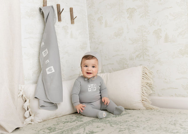 Mon Tresor Baby Bliss Bebe Boys Footie Stone Blue