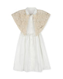 One Child Girls Lester Crochet Cape Dress White