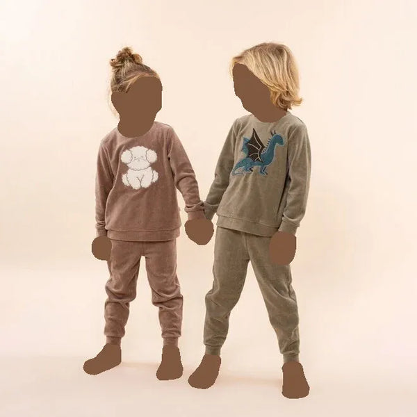 Charlie Choe Boys Velour PJ Faded Green