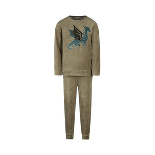Charlie Choe Boys Velour PJ Faded Green
