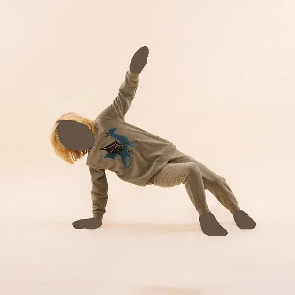 Charlie Choe Boys Velour PJ Faded Green