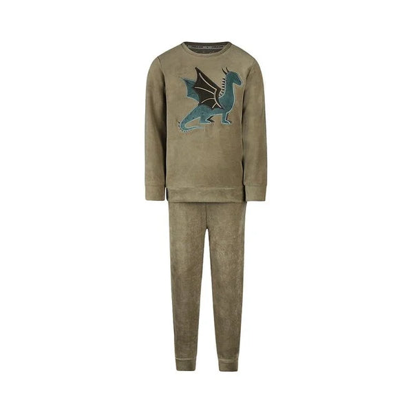 Charlie Choe Boys Velour PJ Faded Green