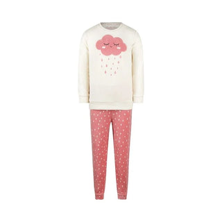 Charlie Choe Girls Velour Rain PJ Off White/Pink