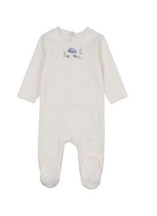 Mon Tresor Baby My Little Mushroom Footie Ivory & Blue