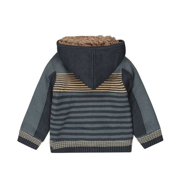 Dirkje Baby Cardigan With Hood Steel Blue