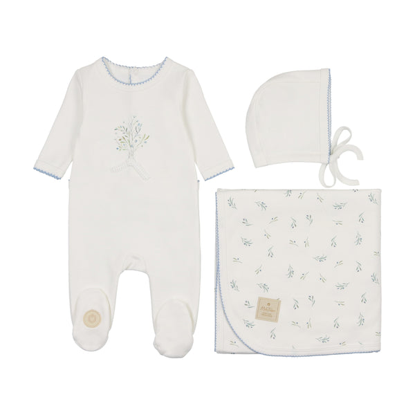 Mon Tresor Baby Nature's Touch Boys Layette Set Ivory & Blue