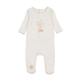 Mon Tresor Baby Nature's Florals Footie Ivory & Rose