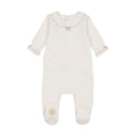 Mon Tresor Baby Soft Stitches Footie Ivory & Rose