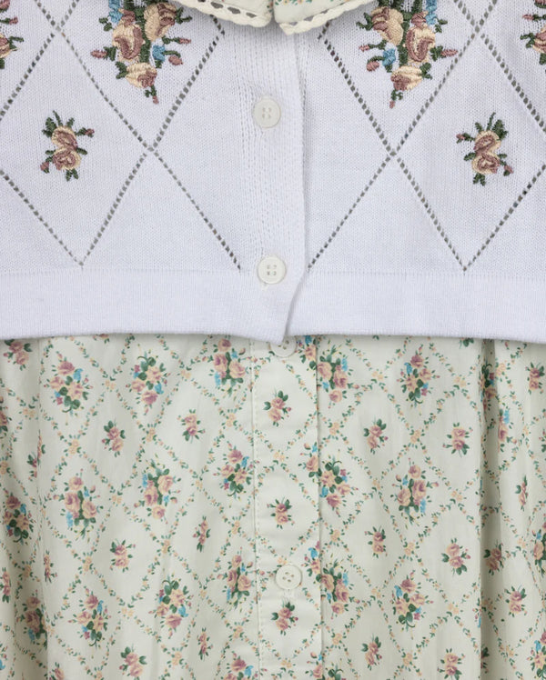 Papillon Girls Printed Robe And Cardigan Set Floral