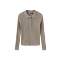 Mallory and Merlot Teen Mica Ribbed Knit Ruffle Collar Sweater Taupe