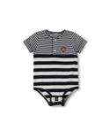 Phil and Phoebe Baby Bliss Striped Romper Navy