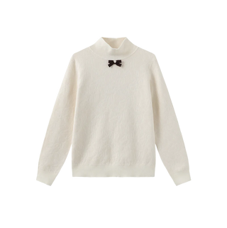 Tustello Teen Neck Bow Knit Turtleneck Black